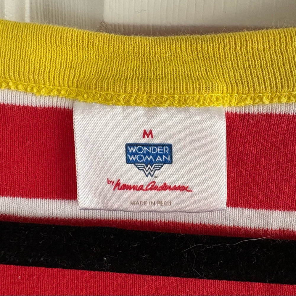 Hanna Andersson Women’s‎ Red DC Wonder Woman Long John Striped Pajama Top M Soft - Picture 4 of 8